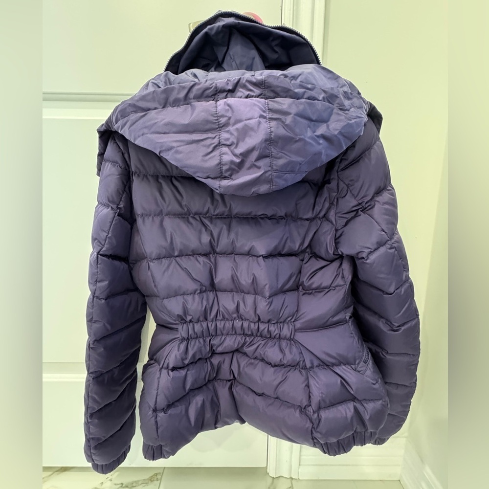 Authentic Moncler Purple Peplum Hooded Coat Women’s Size 2 - Picture 3 of 13